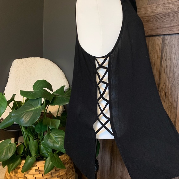 Lush Black Tank Top with side cut-outs, Small - Picture 3 of 6